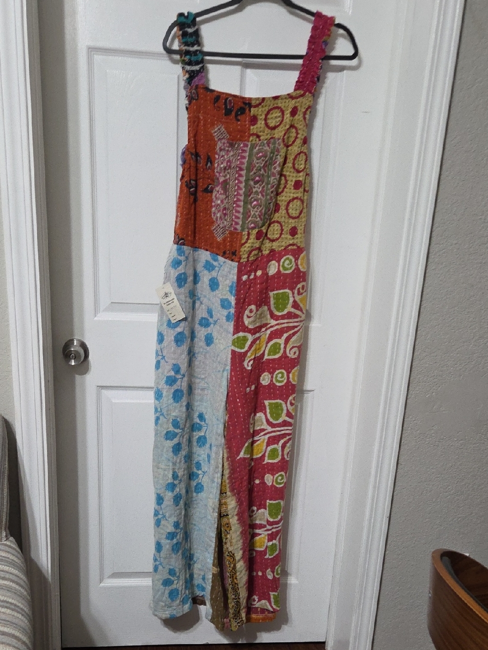 Cotton patchwork jumpsuit, Kathmandu Imports, handcrafted boho overalls